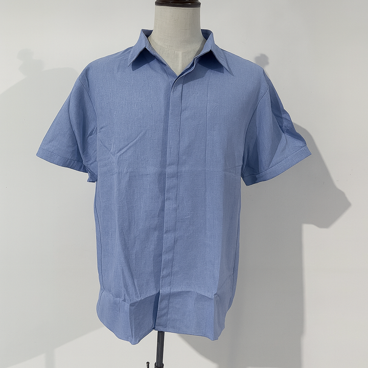 Tony Men's Modern Collared Short-Sleeve Shirt, ideal for summer, casual & versatile outfits.