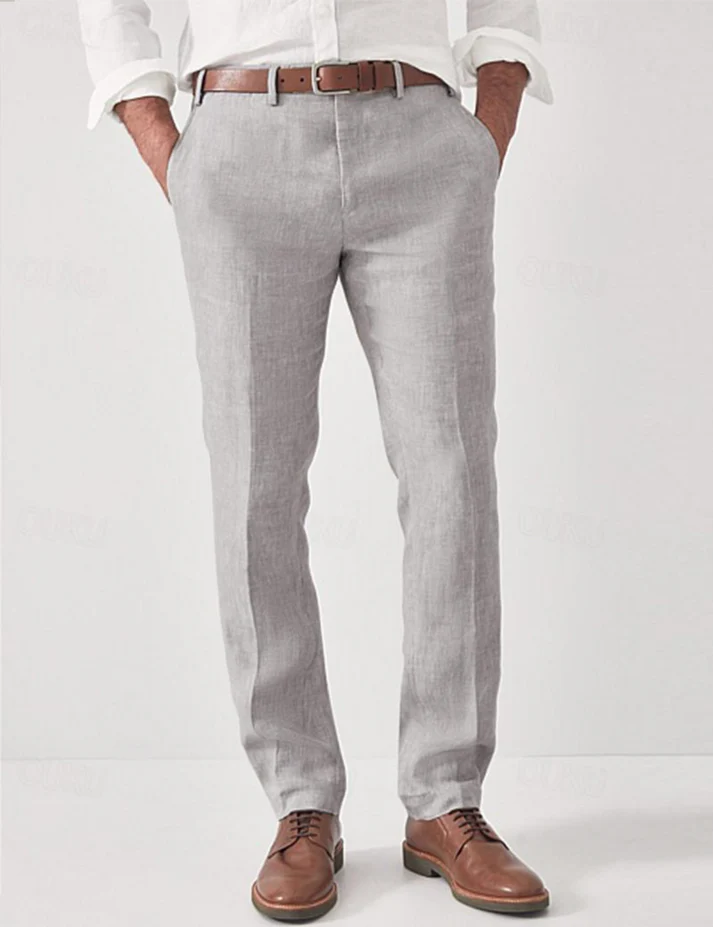 Lightweight men's summer pants, tailored for a relaxed fit. Versatile smart casual trousers for modern warm weather style.