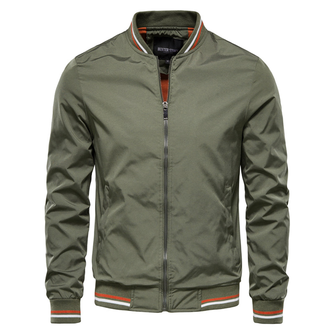 Men's Urban Streetwear Bomber Jacket in black, perfect for a modern casual look.