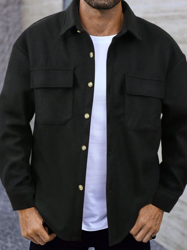 Men's fashionable autumn jacket with chest pockets, offering versatile outerwear for various smart casual and layering styles.