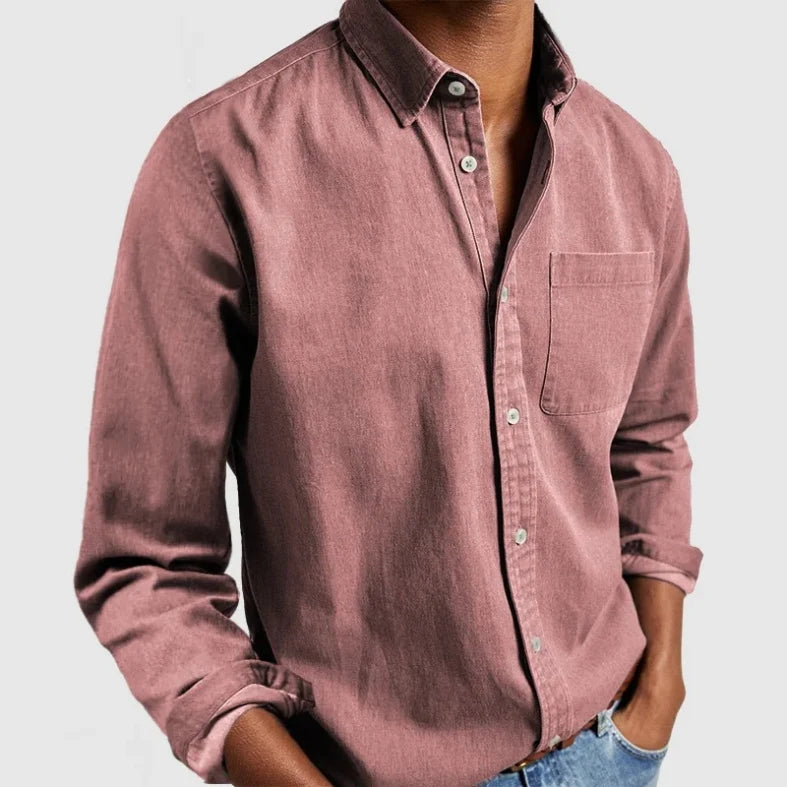 Versatile men's vintage style long sleeve shirt. Easy to dress up or down for any casual occasion.