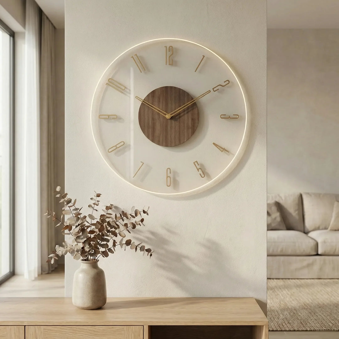Scandinavian style round wall clock, sophisticated and sleek for modern home decor.