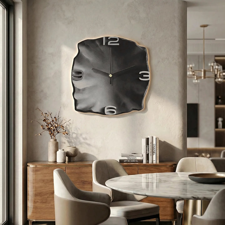 Artistic 3D relief wall clock with a modern design, featuring silent quartz movement for serene home ambiance.