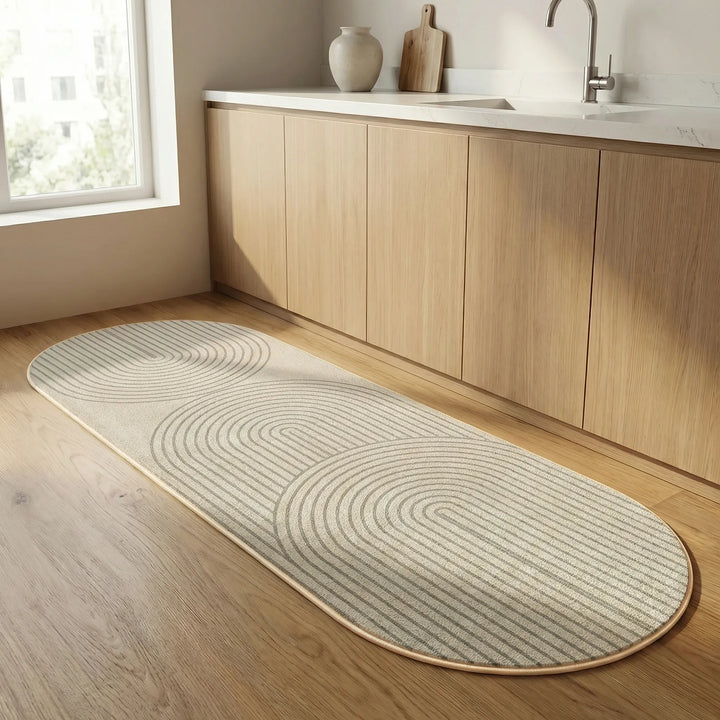 Durable & washable anti-slip rug for high-traffic entryways. Modern wave design & floor protection.
