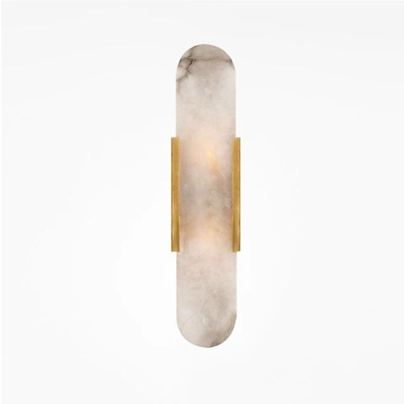 "Modern black and gold LED wall lamp with oval Lucite crystal centerpiece, ideal for dining room lighting."