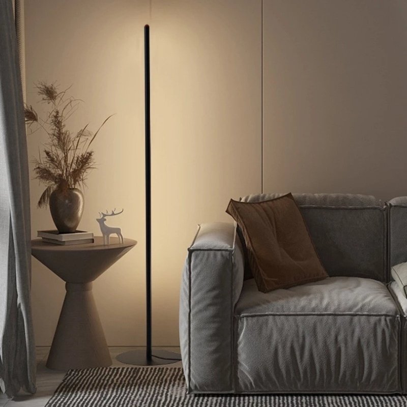 "Modern LED floor lamp with soft glow, sleek design, adjustable lighting, perfect for elegant and contemporary interiors."