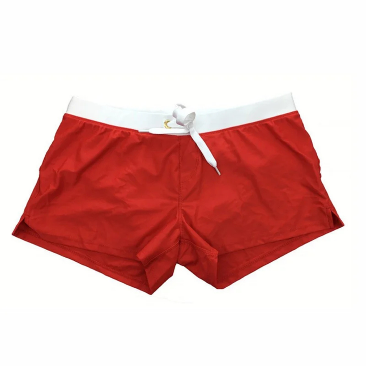 Versatile men's square cut swim trunks, modern and comfortable for all your summer adventures.
