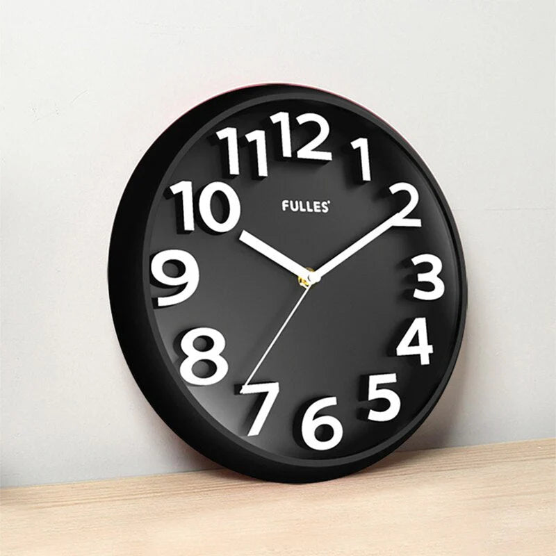 "Modern minimalist wall clock with sleek design, black frame, clean lines, perfect for contemporary home decor."