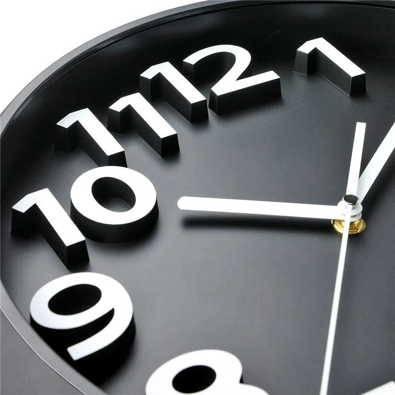 "Modern minimalist wall clock with sleek design, black frame, clean lines, perfect for contemporary home decor."