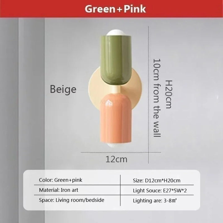 "Modern Nordic double head LED wall lamp in living room, minimalist design, soft light, ideal for cozy atmosphere"