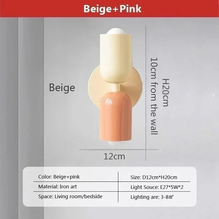 "Modern Nordic double head LED wall lamp in living room, minimalist design, soft light, ideal for cozy atmosphere"