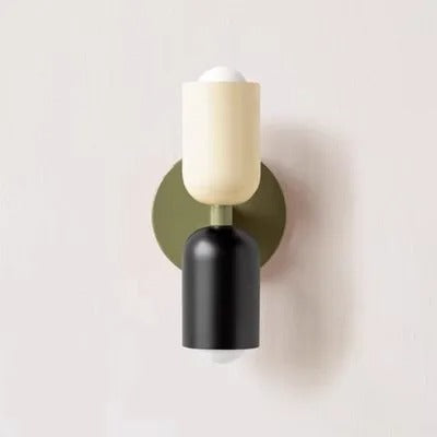 "Modern Nordic double head LED wall lamp in living room, minimalist design, soft light, ideal for cozy atmosphere"