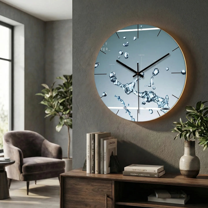 Battery-operated round illuminated clock for hassle-free office or home styling.