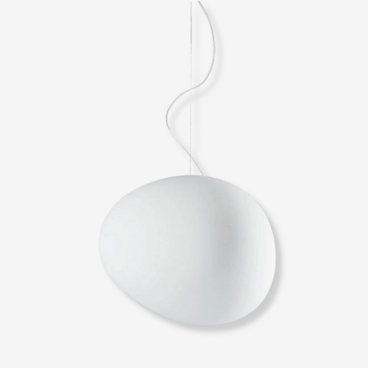 "Modern white glass globe pendant light, spherical design, elegant home decor, warm glow, perfect for living and dining areas