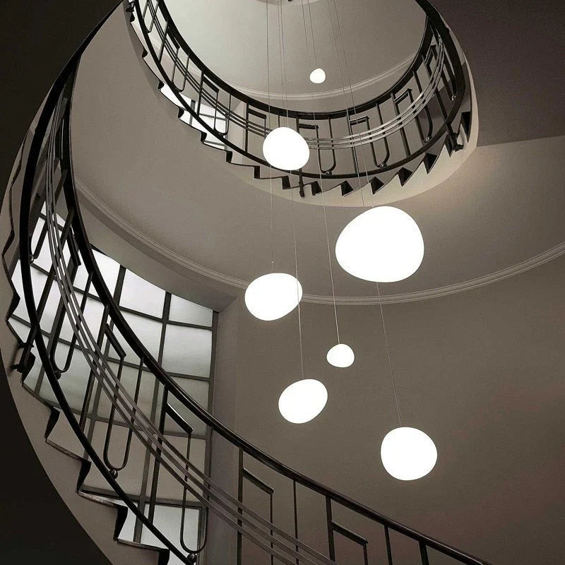 "Modern white glass globe pendant light, spherical design, elegant home decor, warm glow, perfect for living and dining areas