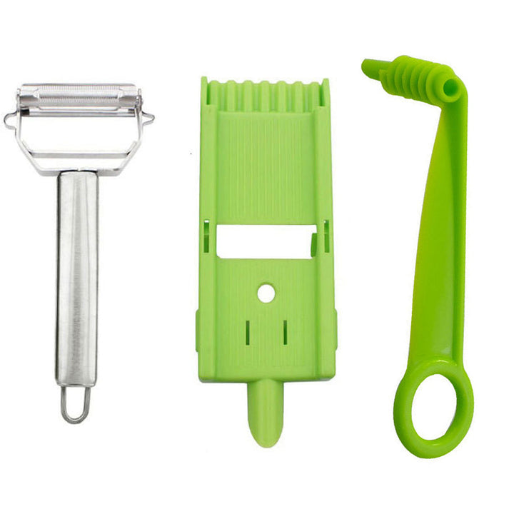 A versatile kitchen peeler that also functions as a vegetable shredder and slicer