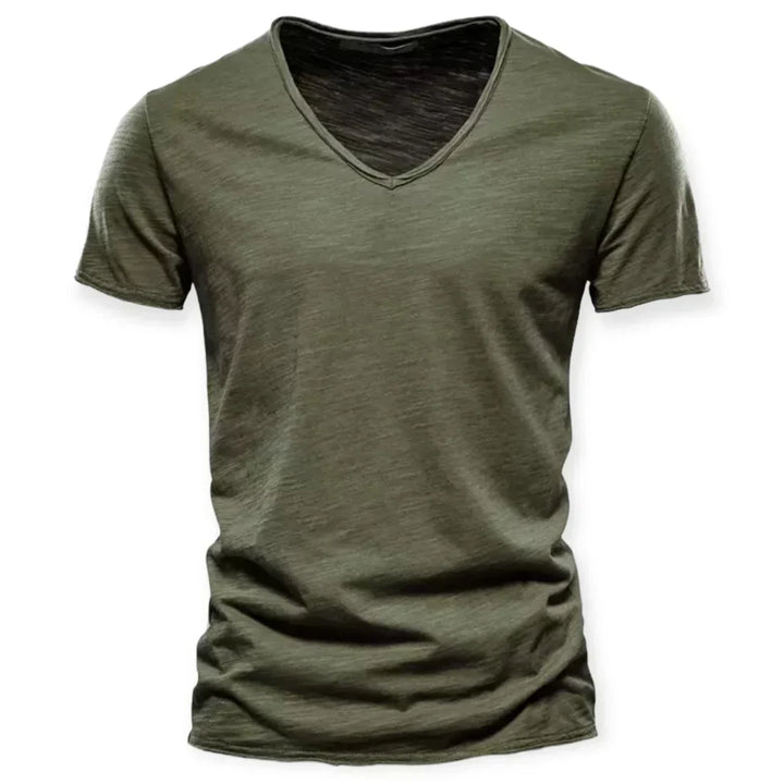 Stylish men's V-neck t-shirt, a versatile short sleeve top for everyday comfort & casual wear.