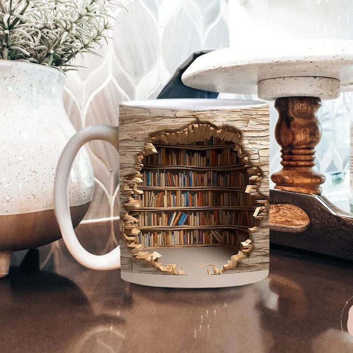 Brightly lit novelty 3D sewing ceramic mug, showcasing its smooth finish and vibrant design.
