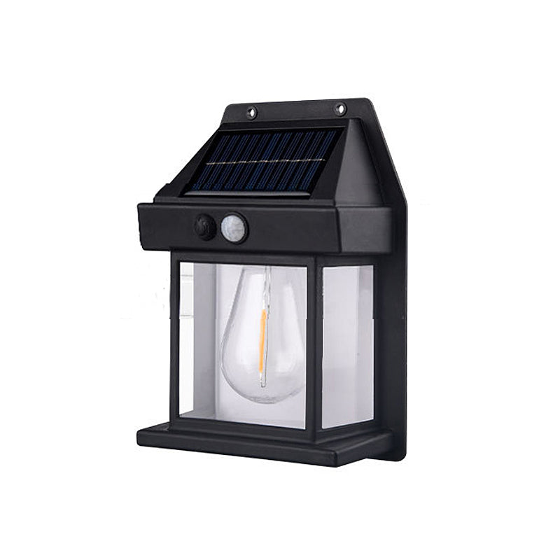Side view of a an outdoor solar wall light, showing its slim design