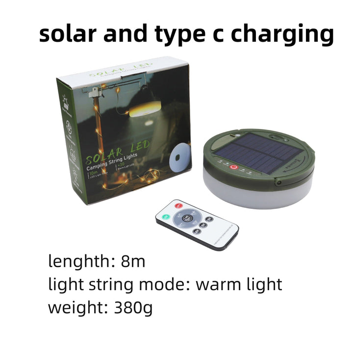 Outdoor LED string lights, stowable design, for camping, backyard, emergency use, waterproof.