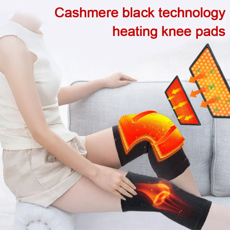 Detail shot of elastic cuff on cashmere knee warmer for secure and comfortable joint support