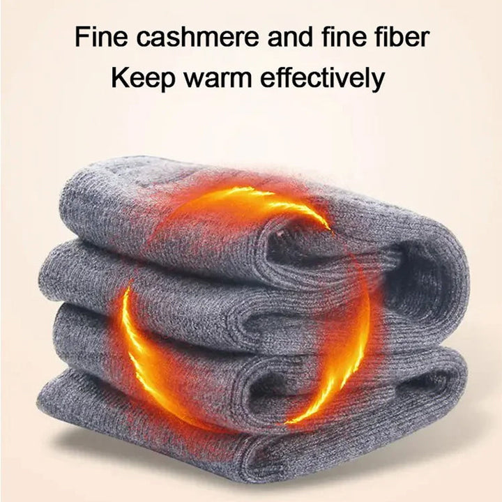 Unisex thermal knee warmers providing joint support, laid flat to show plush cashmere texture