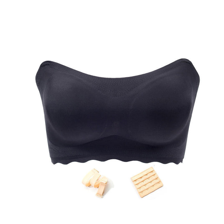 A collection of plus size strapless push up bras in various colors, all seamless and comfortable.