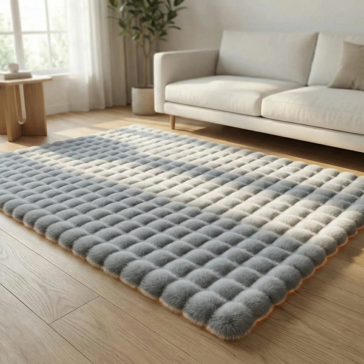 Unisex plush bubble flower area rug, memory foam & non-slip for cozy living room or bedroom, modern home decor.