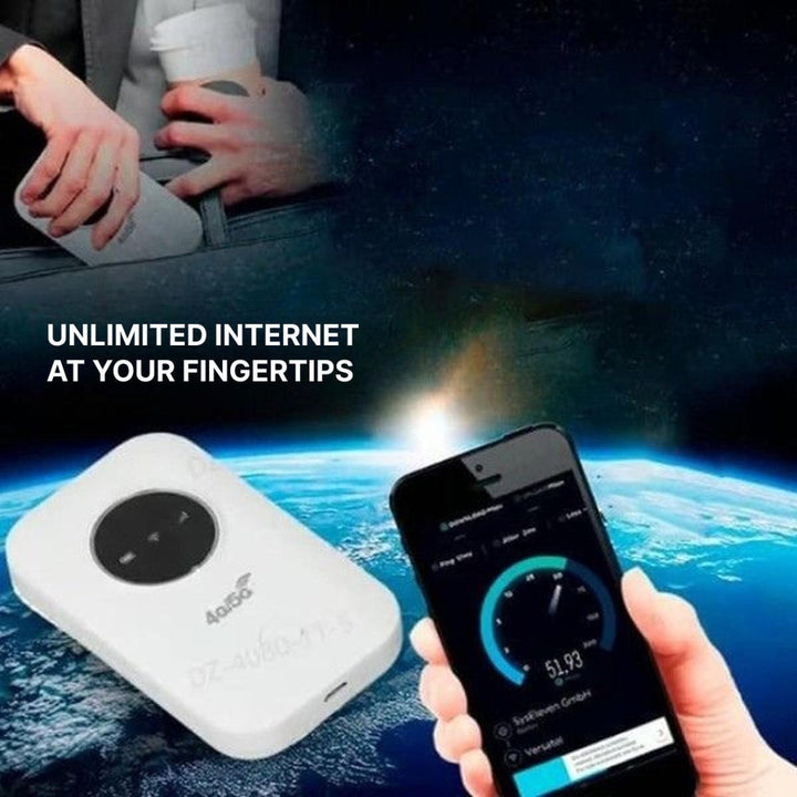 Portable 4G/5G WiFi hotspot router for fast mobile internet access on the go. High-speed travel wifi device.