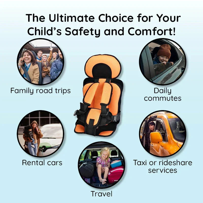 Toddler booster seat, foldable & lightweight, ensuring kids' safety on every journey.