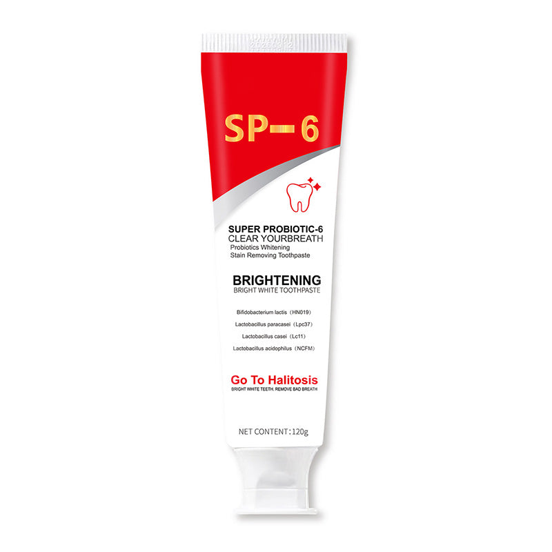 Artistic shot of probiotic whitening toothpaste, emphasizing its role in dental health and fresh breath.