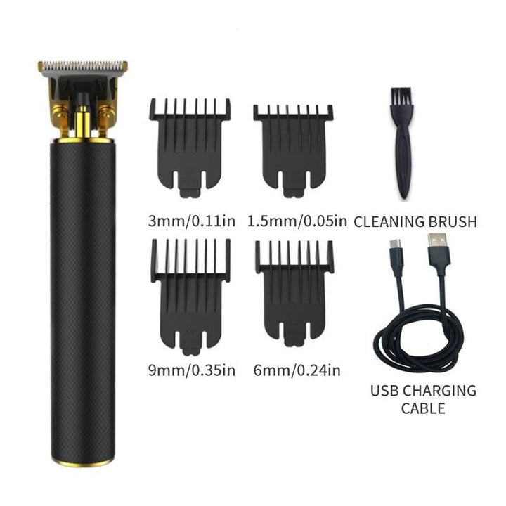 User holding a rechargeable hair and beard trimmer for men's personal grooming