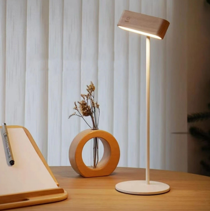 Rechargeable 360° rotatable LED wooden wall light, sleek design, wooden finish, ergonomic for modern interiors, ambient light