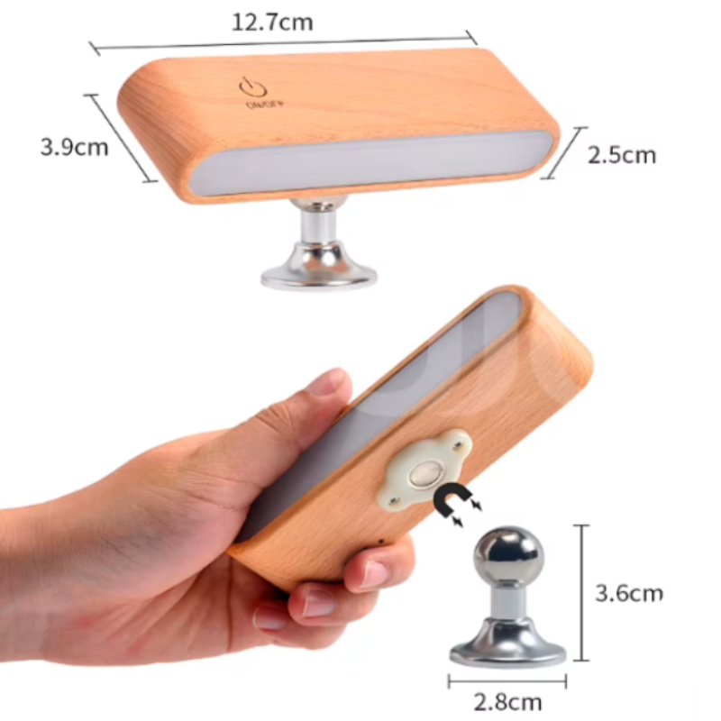 Rechargeable 360° rotatable LED wooden wall light, sleek design, wooden finish, ergonomic for modern interiors, ambient light