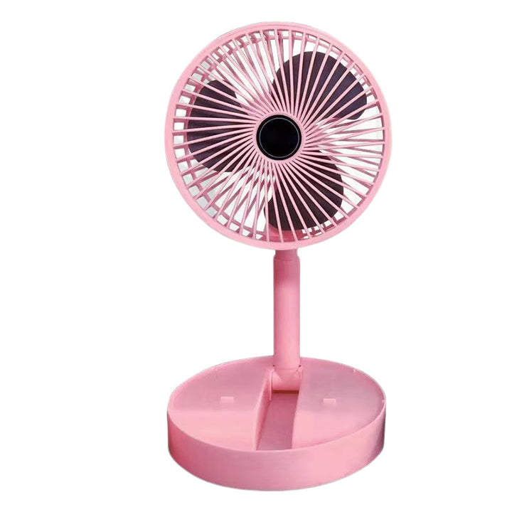 Household appliance: a sleek, quiet folding fan in a child's room.