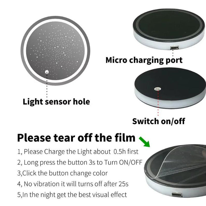 Hand placing a drink bottle into a Rechargeable LED Car Cup Holder Coaster