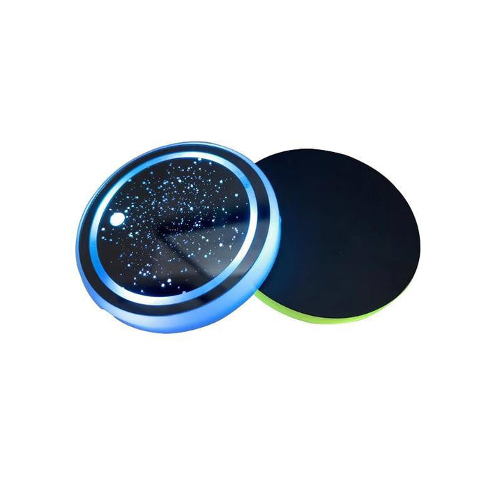 Sleek black Rechargeable LED Car Cup Holder Coaster, off mode, durable car accessory