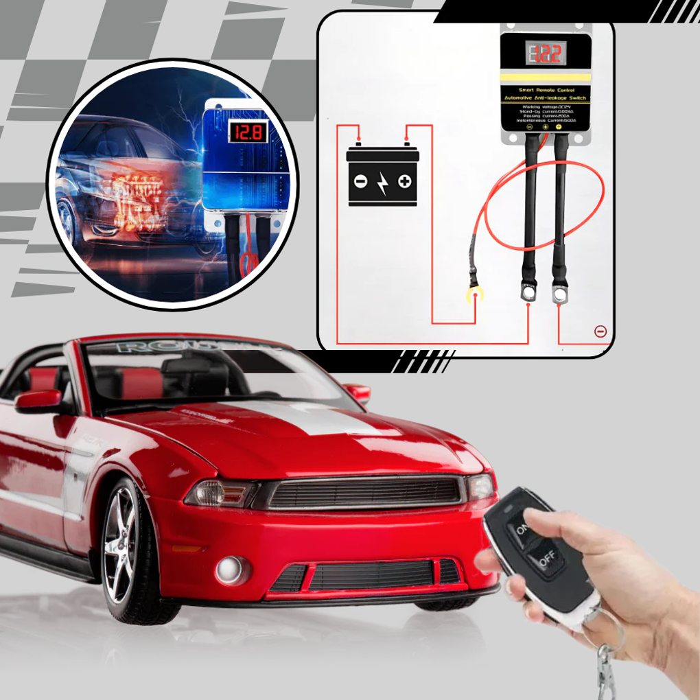 Anti-theft remote battery disconnect system, ideal for protecting cars, trucks, and RVs from theft and drain.