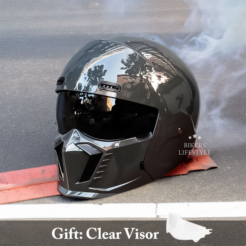 Safe unisex motorcycle helmet, retro pilot design, DOT/ECE certified, comfortable riding accessory.