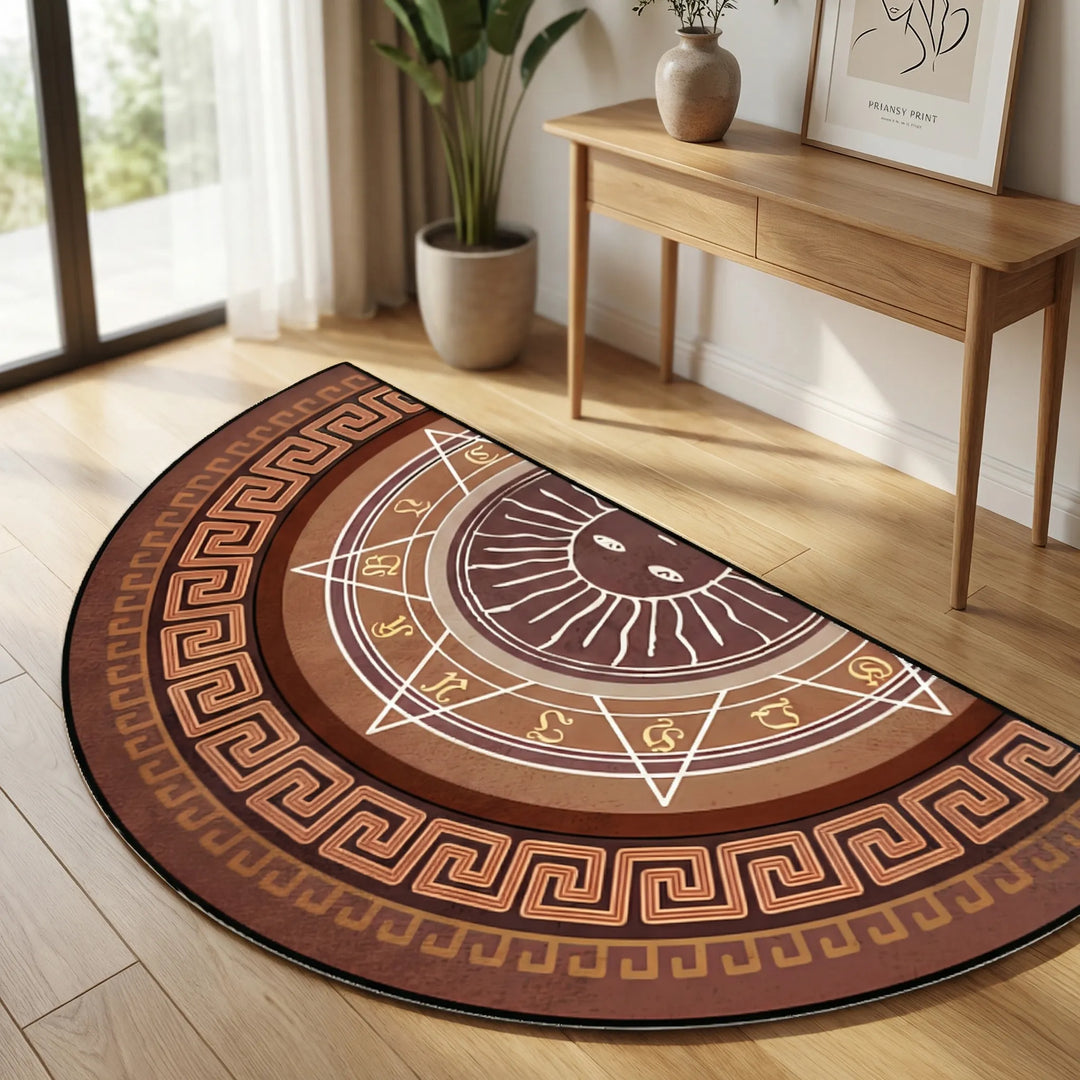 Round Mandala Area Rug with Waves pattern, perfect for tranquil home decor.