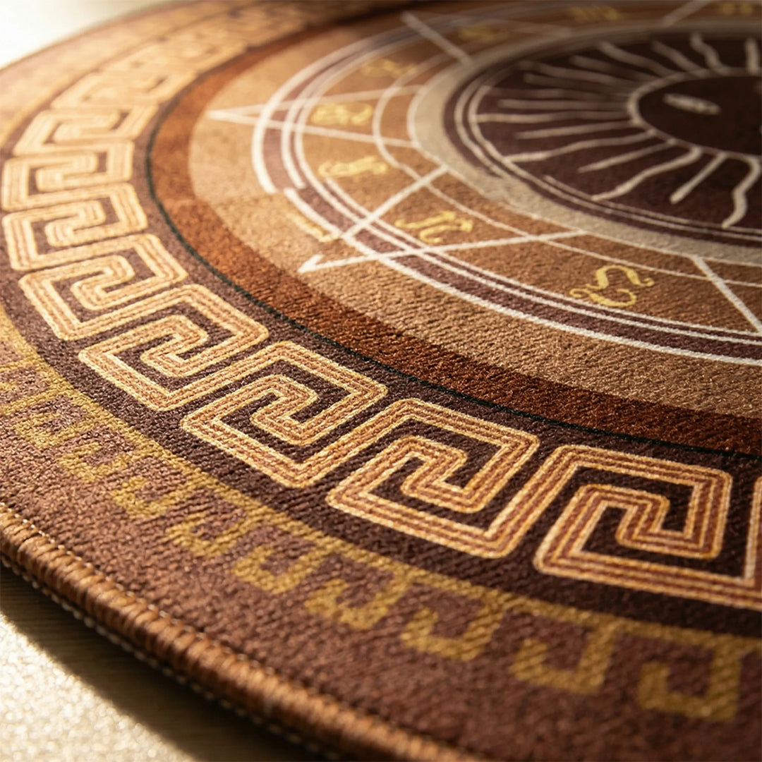 Washable, non-slip round mandala area rug. Ideal for indoor/outdoor tranquil home decor.