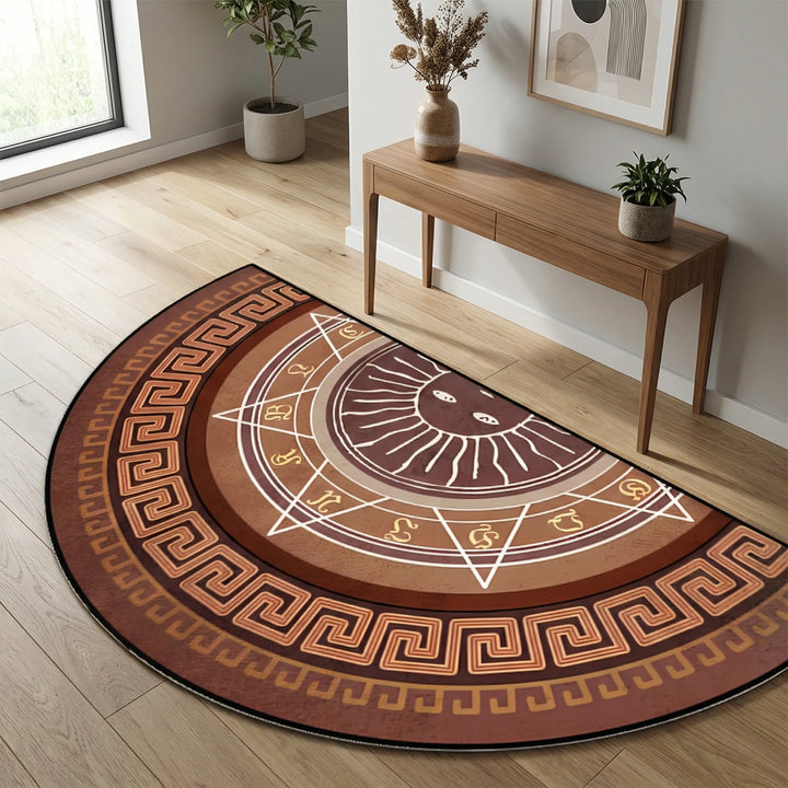 Entryway round mandala area rug, a washable non-slip statement piece for tranquil floor decor.