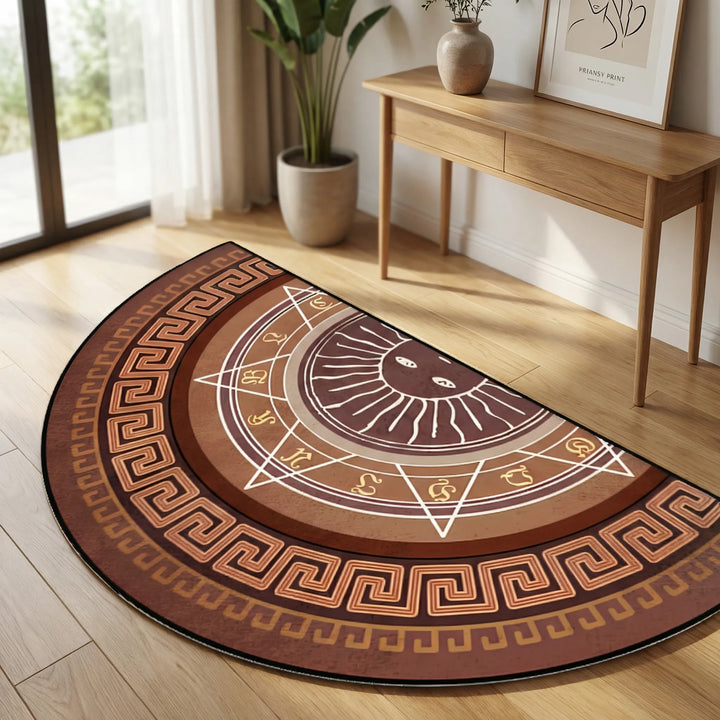 Round Mandala Area Rug with Waves, perfect for boho home decor.