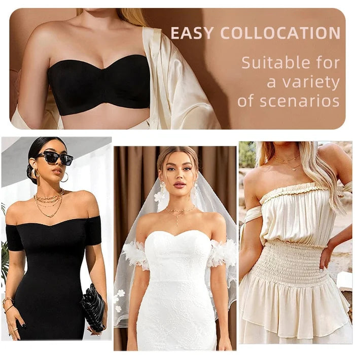 Full support seamless bandeau bra, ideal for women seeking comfort and versatility in intimate apparel.