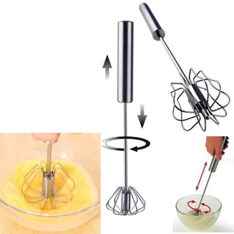 High-quality semi-automatic whisk, stainless steel for lasting use