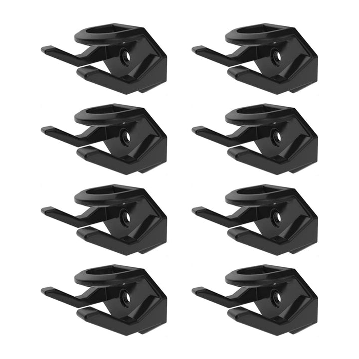 Side profile of an adhesive hook holding a curved-brim baseball cap, demonstrating its grip.