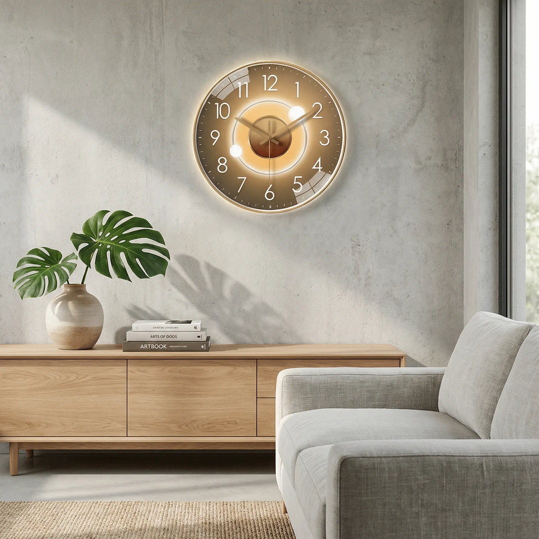 Quiet wall clock, clean design, complements any modern home or professional space.
