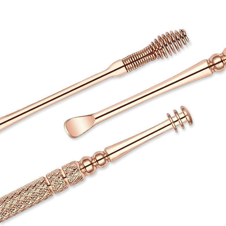 Premium rose gold stainless steel ear cleaning tool set, essential for personal hygiene.