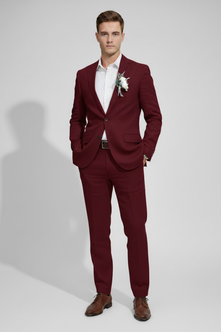 Versatile slim fit men's suit, perfect two-piece for weddings, formal parties, or as professional business attire.