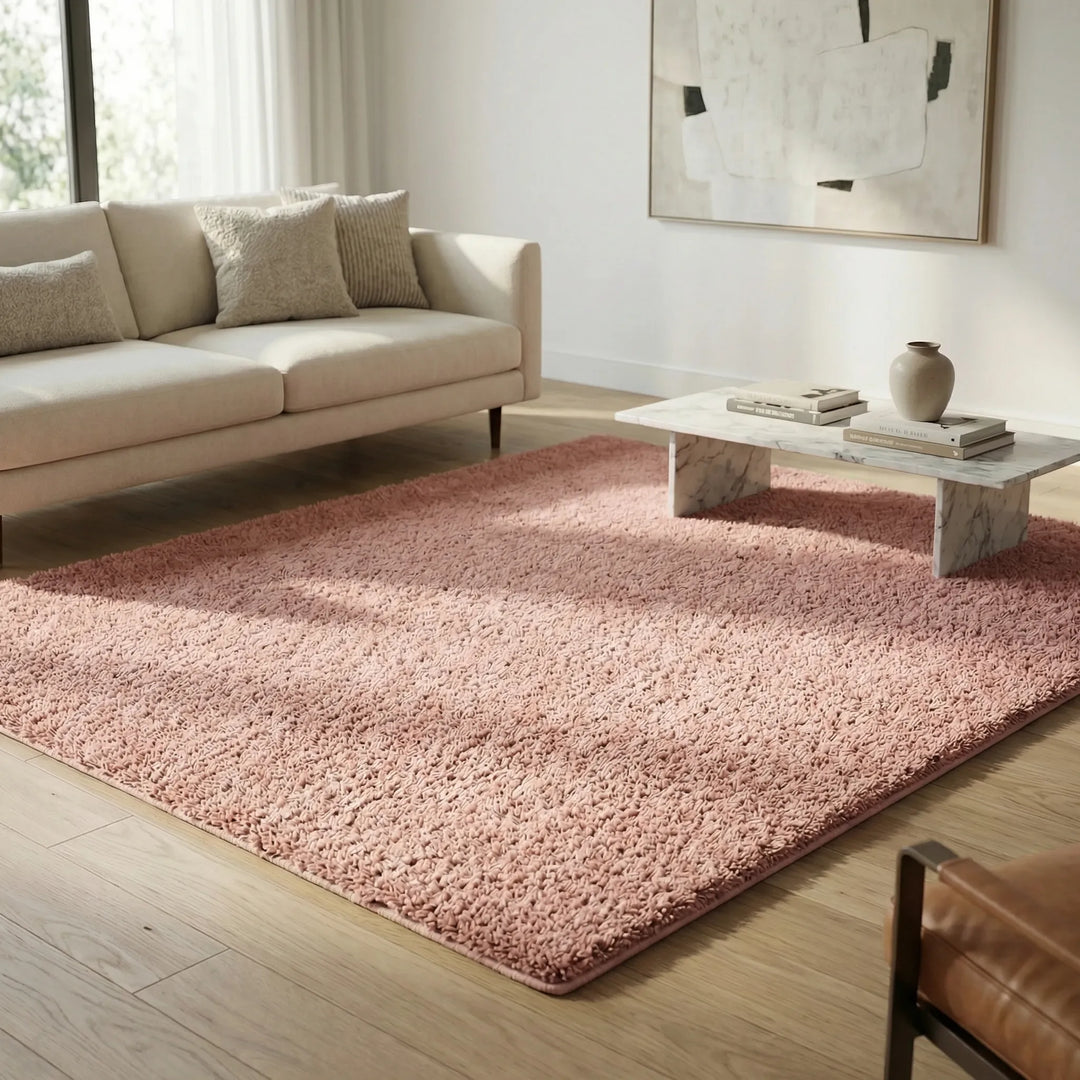 Non-slip low pile shag area rug with elegant waves, provides soft comfort for any modern space.